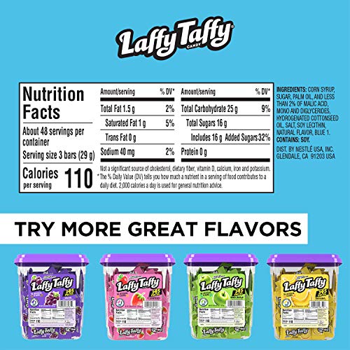 Individually wrapped Laffy Taffy blue raspberry for quick snacking