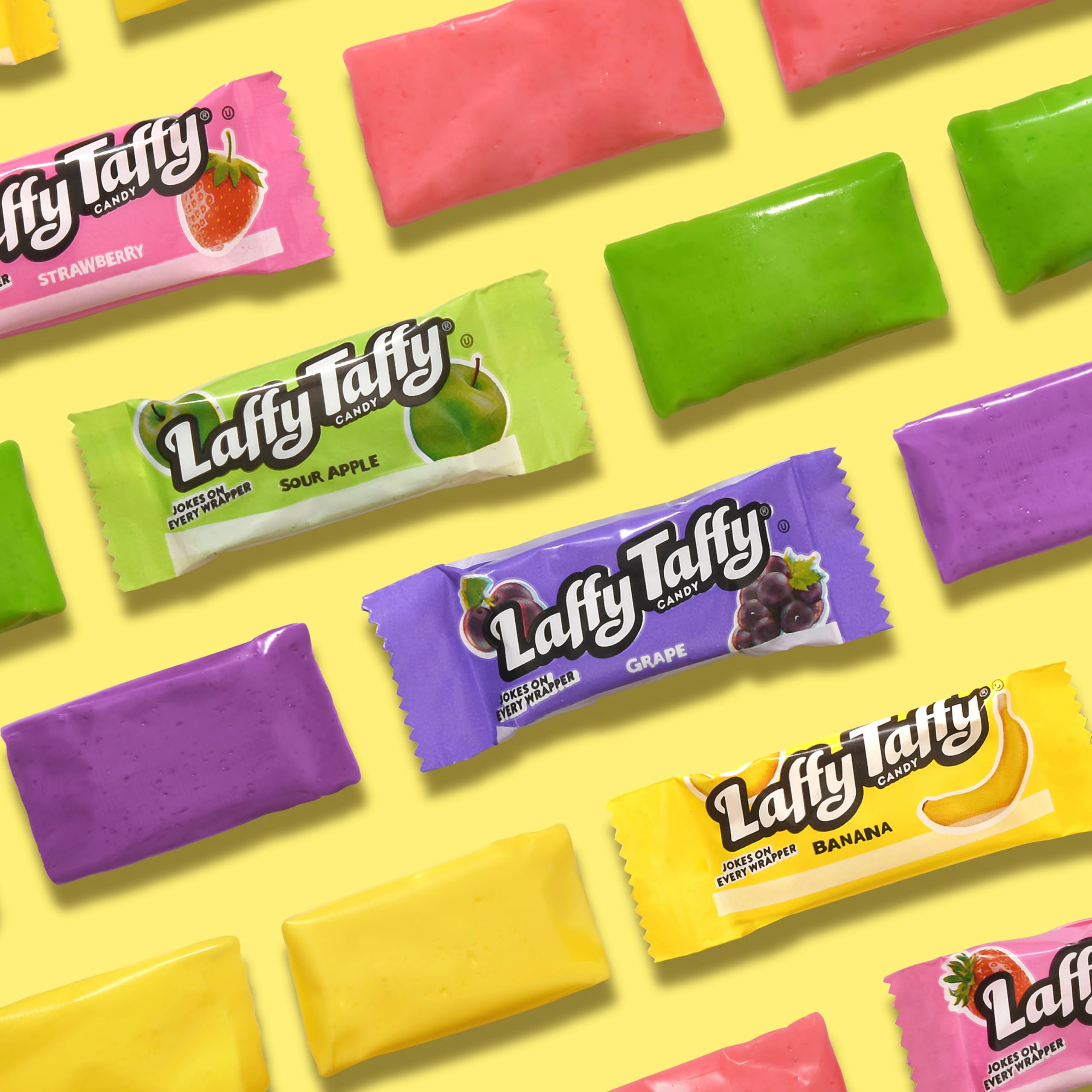 Laffy Taffy mini bar strawberry flavor with bright fruit flavor for quick snacking.