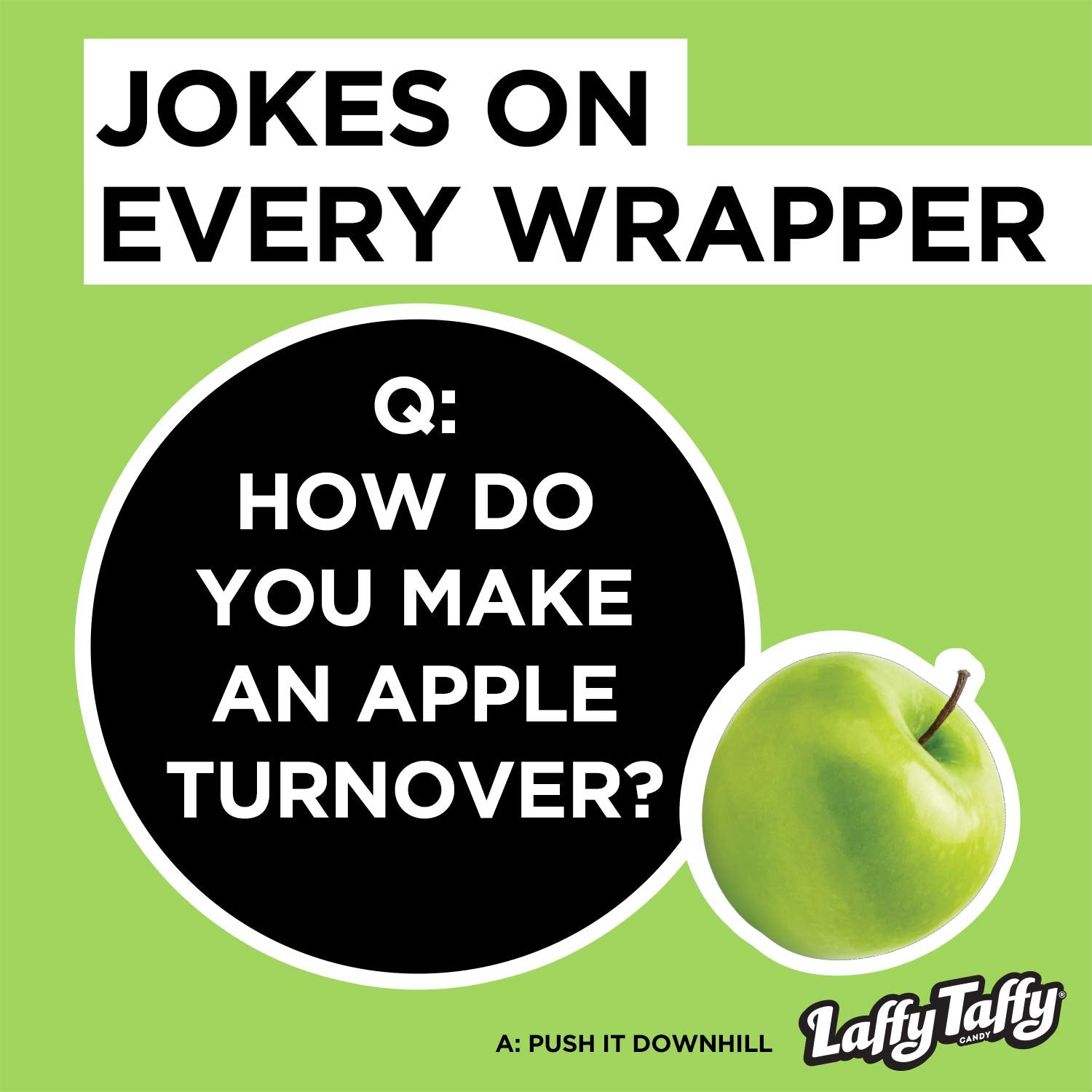 Laffy Taffy Sour Apple individual bars ready to share.