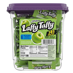 Laffy Taffy Sour Apple mini bar bulk tub with wrappers for easy sharing.