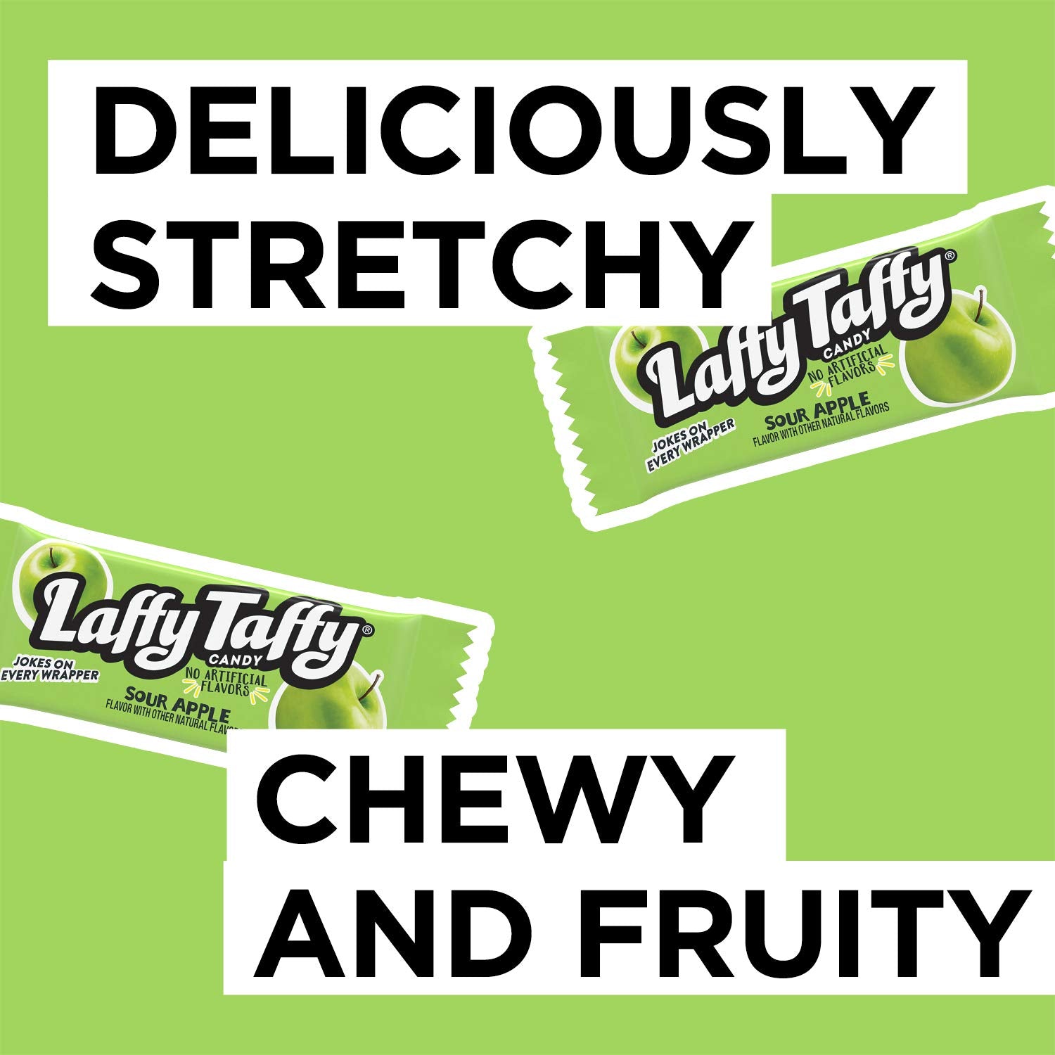 Laffy Taffy Sour Apple wrapper with joke, ideal for party favors.