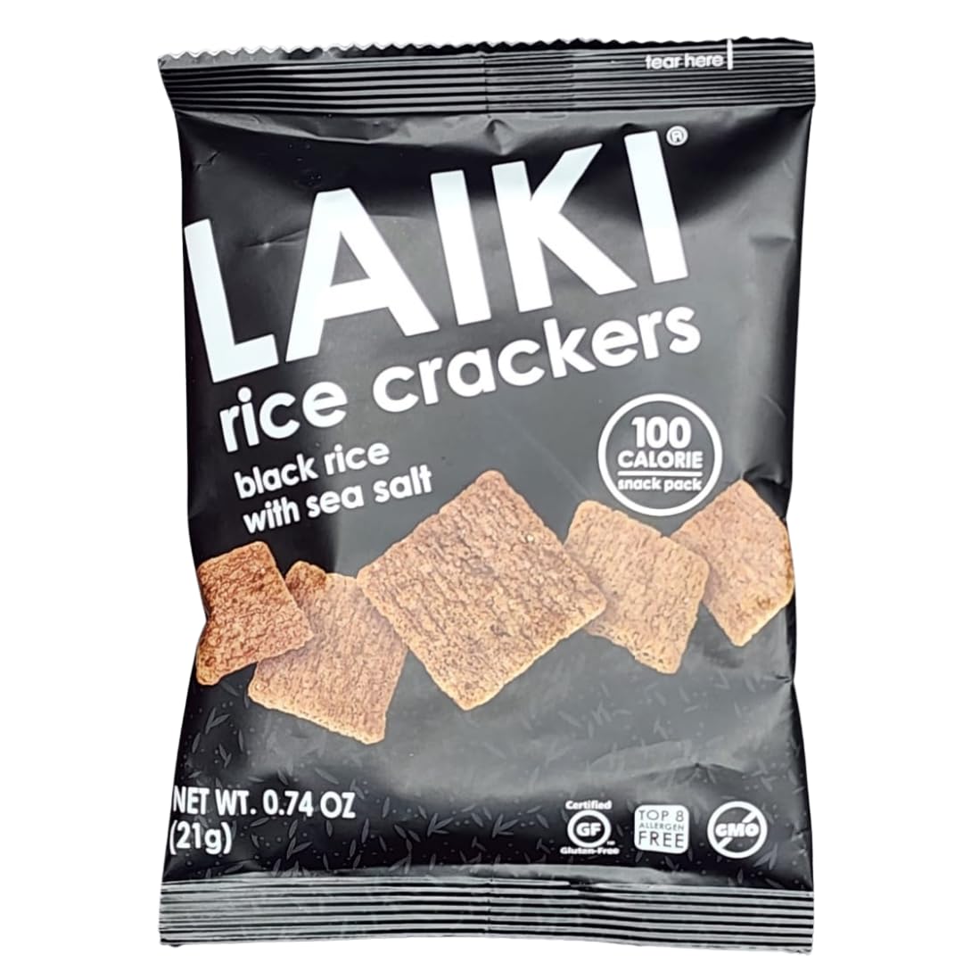 LAIKI gluten-free black rice crackers pack of 30, vegan and low-sodium crunch.