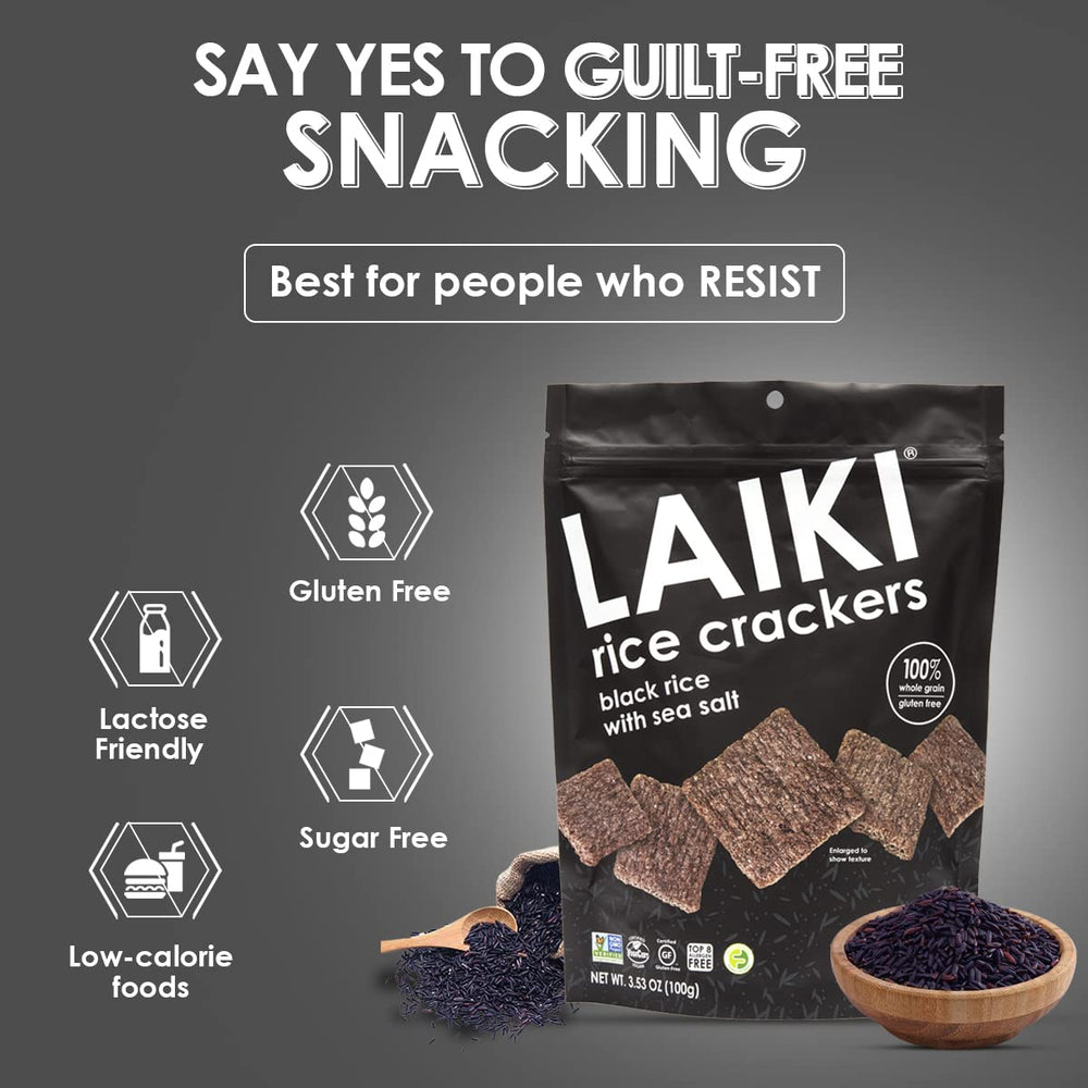 LAIKI lactose-free crackers texture, dairy-free enjoyment any time.