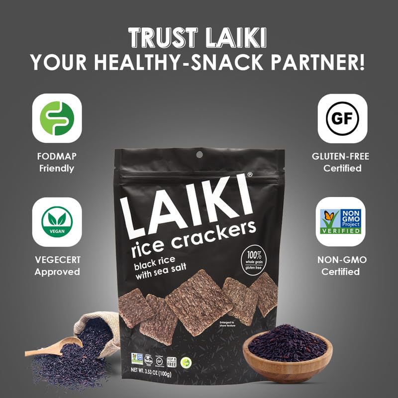 LAIKI no preservatives crackers with natural ingredients and transparency.