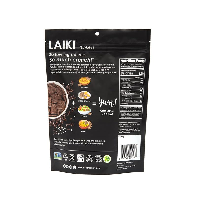 LAIKI seed-oil-free crackers close-up, crisp texture ideal for dips.