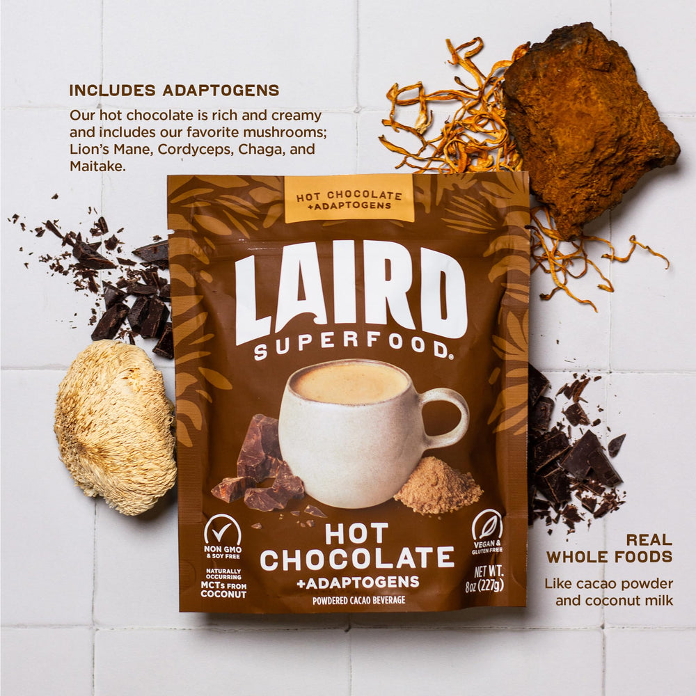 Cinnamon dust on foam of Laird Superfood hot chocolate indicating warm spice notes