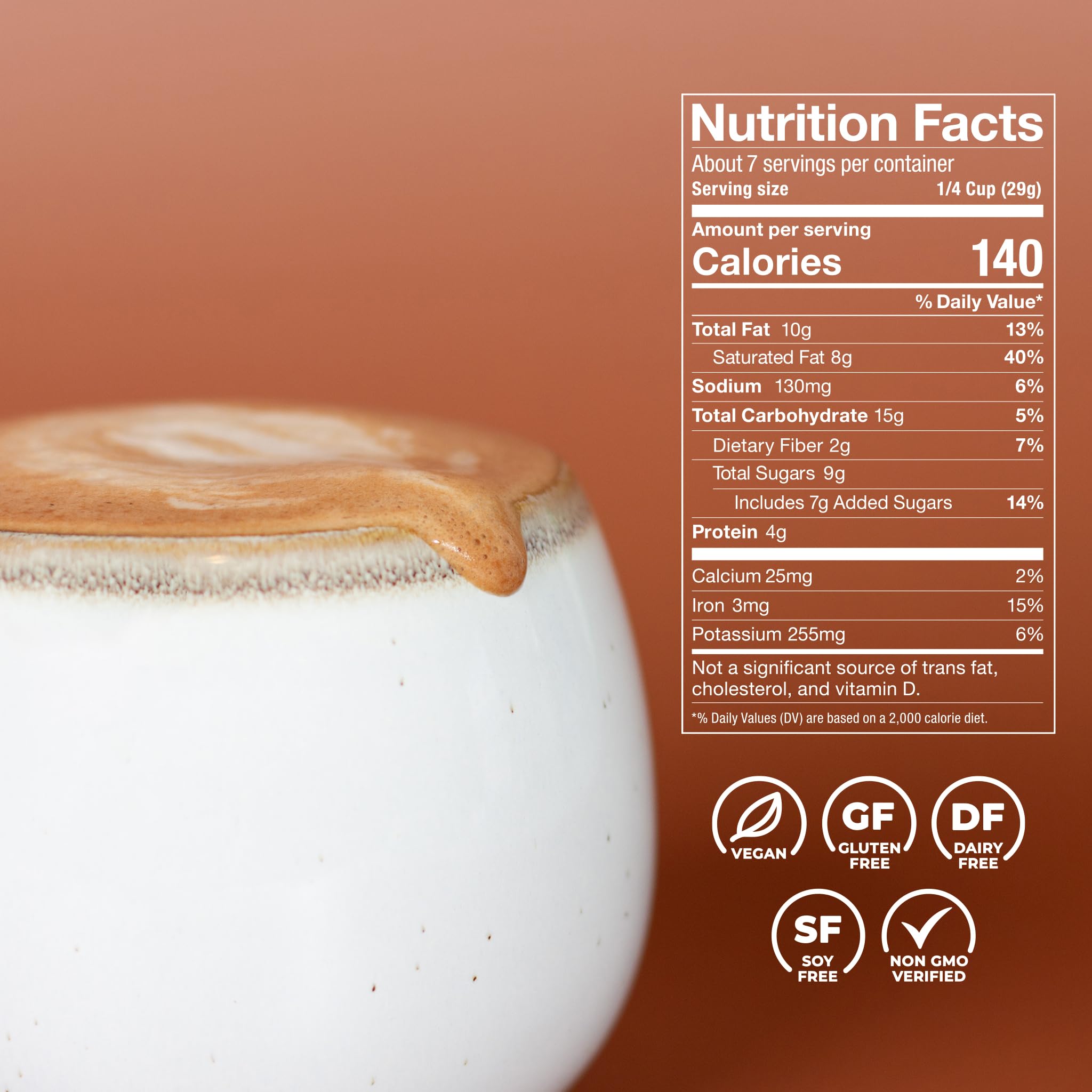 Coconut-milk swirl in mug from Laird Superfood hot chocolate for creamy texture