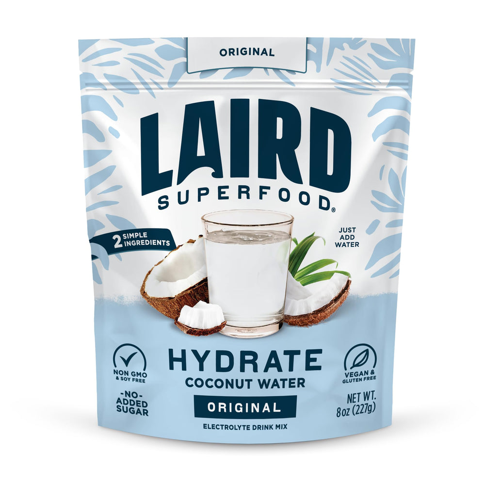 Laird Superfood HYDRATE packaging showing coconut water powder for natural hydration.