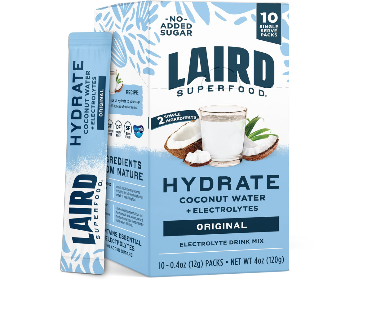 LAIRD SUPERFOOD Hydrate lemon stick ready to pour into water for natural hydration