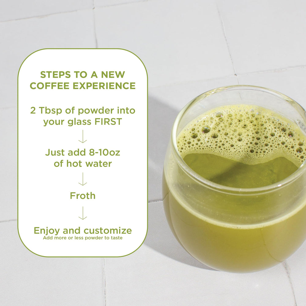 Laird Superfood Matcha Instant Latte pour creating a creamy latte swirl.