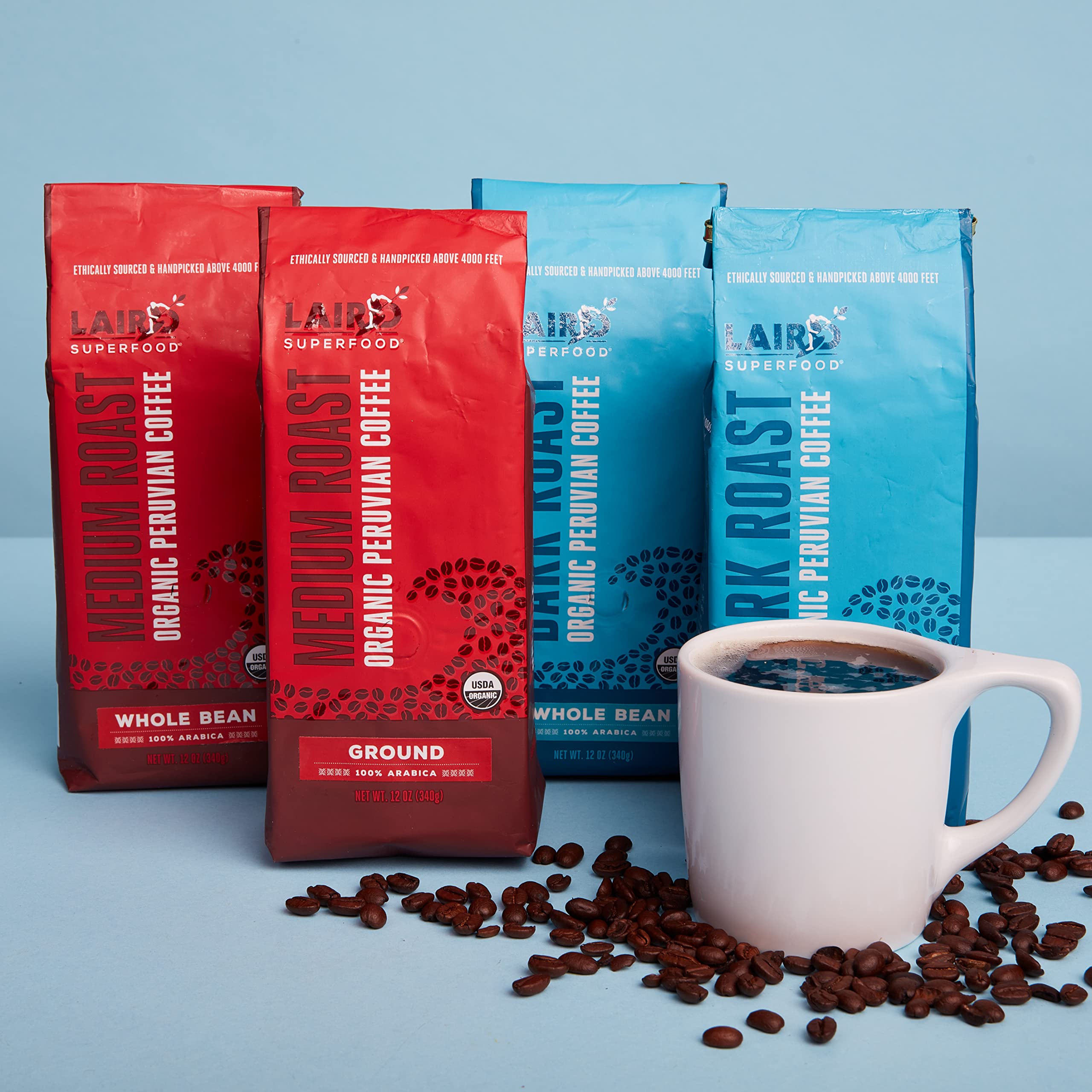 Laird Superfood Peruvian coffee aroma image, featuring floral notes and bright flavor