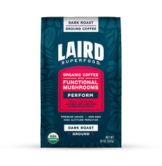 Laird Superfood Peruvian Dark Roast coffee bag with mushrooms for energy and focus