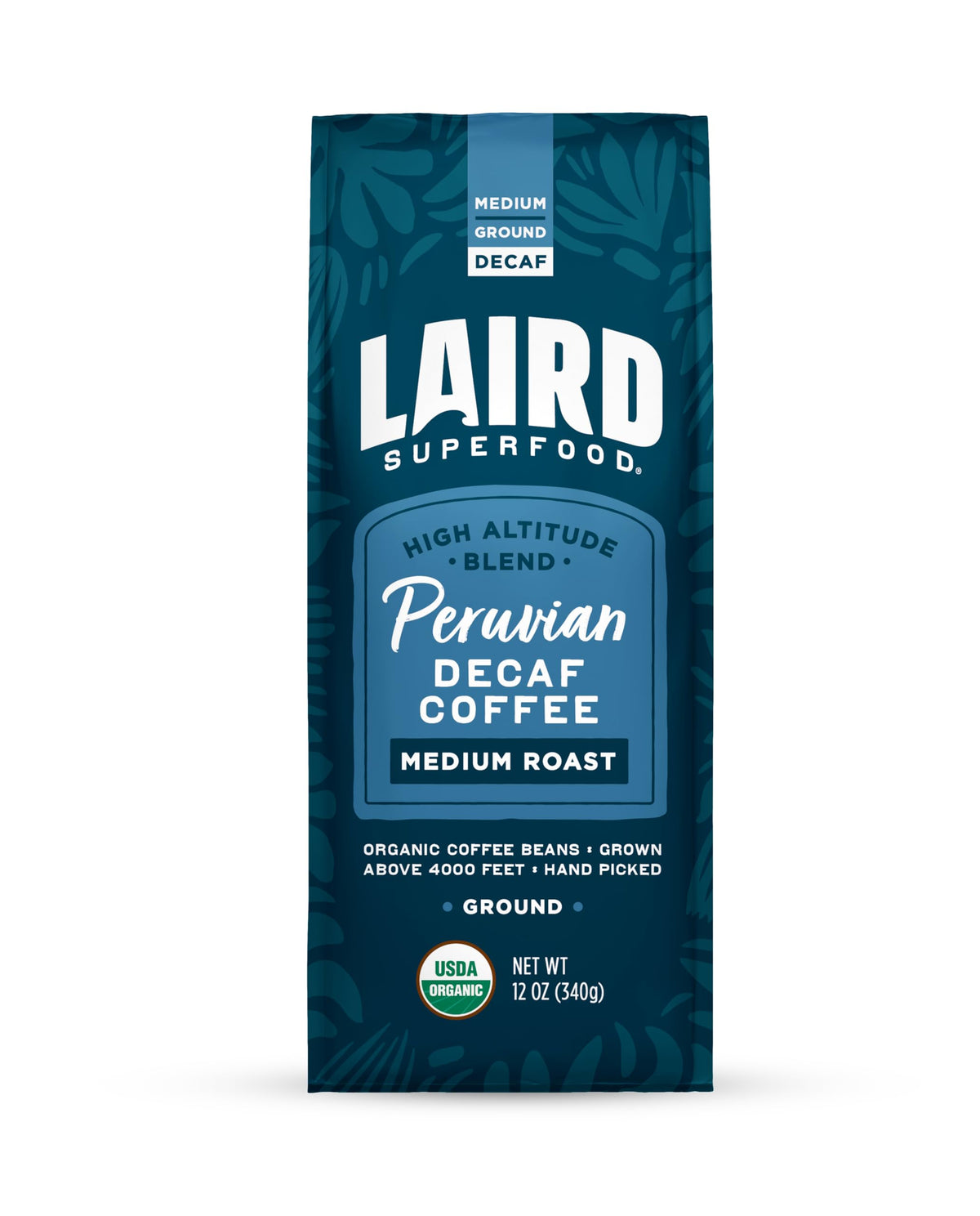 Laird Superfood Peruvian decaf coffee bag with rich aroma for a smooth morning ritual