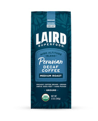 Laird Superfood Peruvian decaf coffee bag with rich aroma for a smooth morning ritual