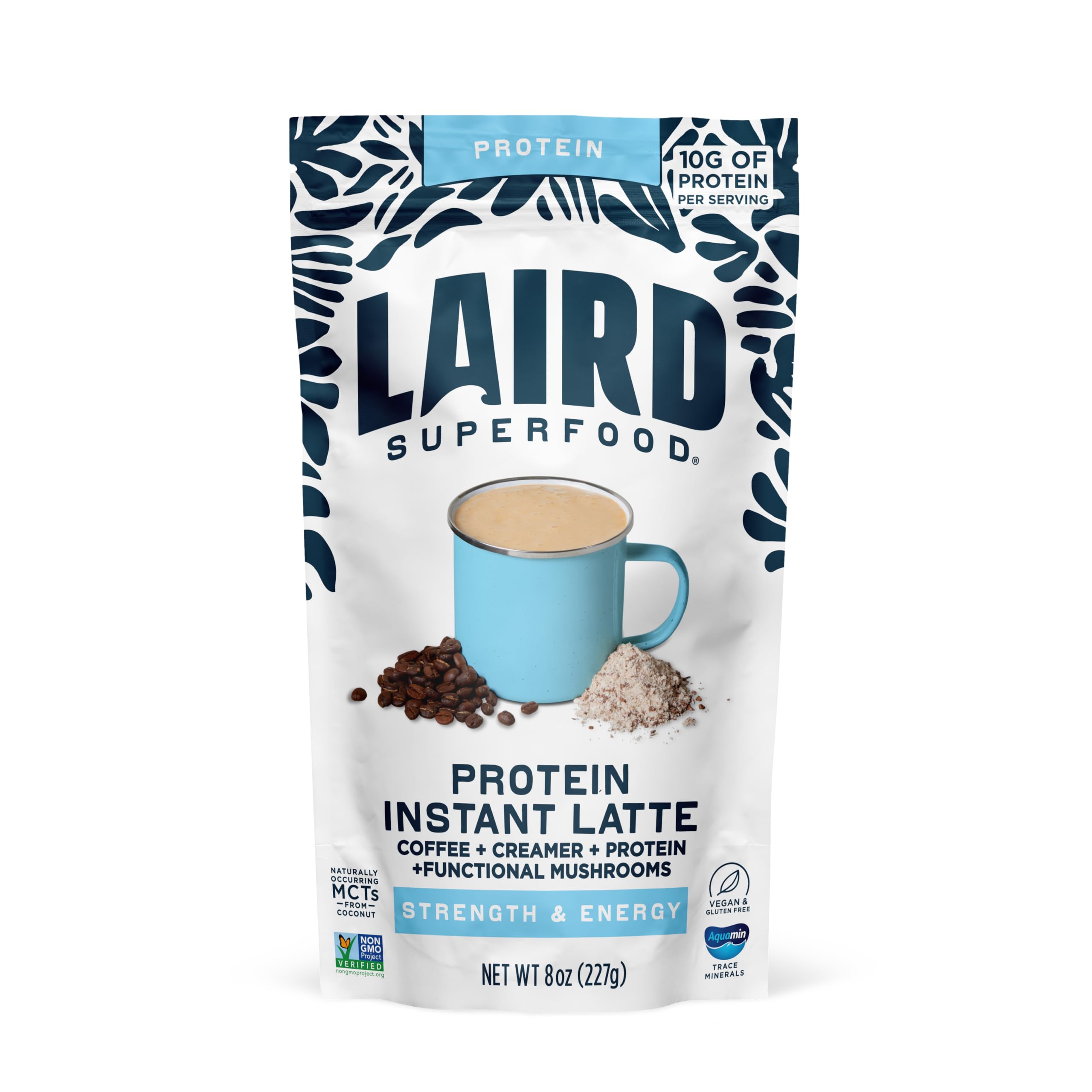 Laird Superfood Protein Instant Latte bag ready to mix for quick, dairy-free latte