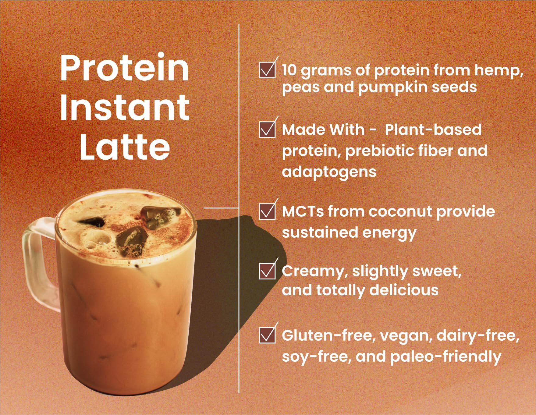Scoop of Laird Superfood Protein Instant Latte beside a mug for a fast, nutritious boost