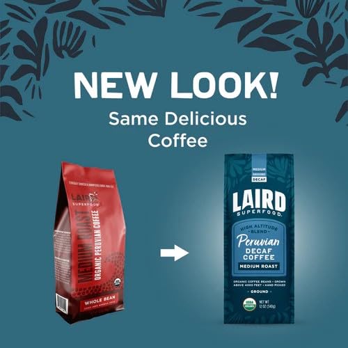 Laird Superfood decaf Swiss Water process graphic emphasizing chemical-free caffeine removal