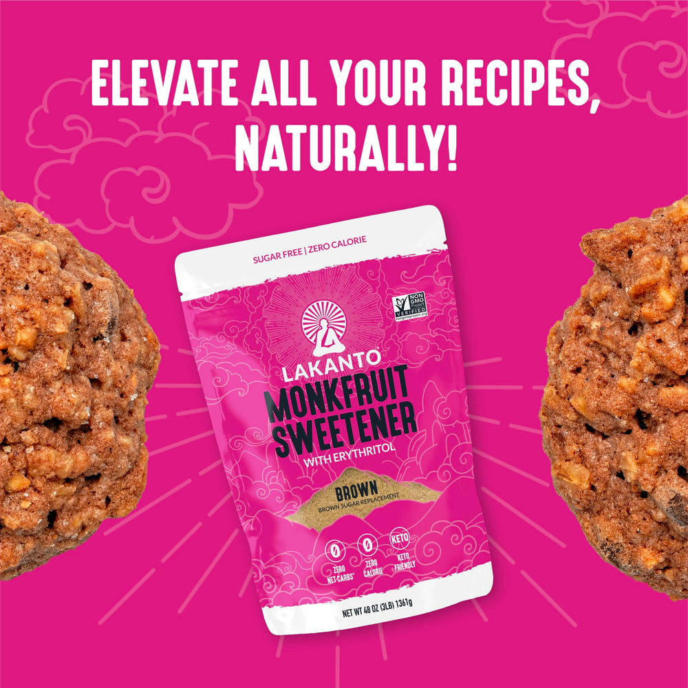 Lakanto packaging box highlighting keto-friendly, gluten-free sugar substitute.