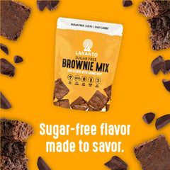 Pouring Lakanto brownie batter into a pan for baking