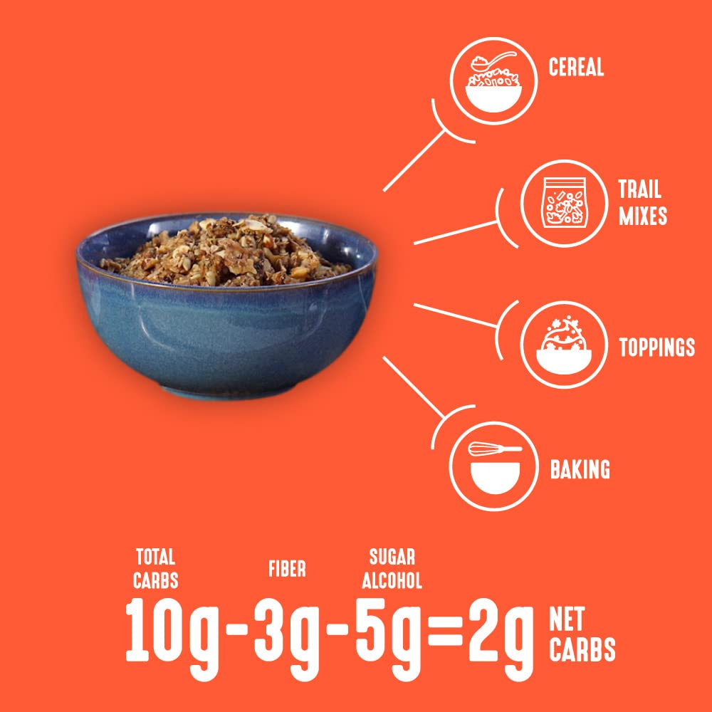 Gluten-free and vegan indicators on Lakanto granola packaging