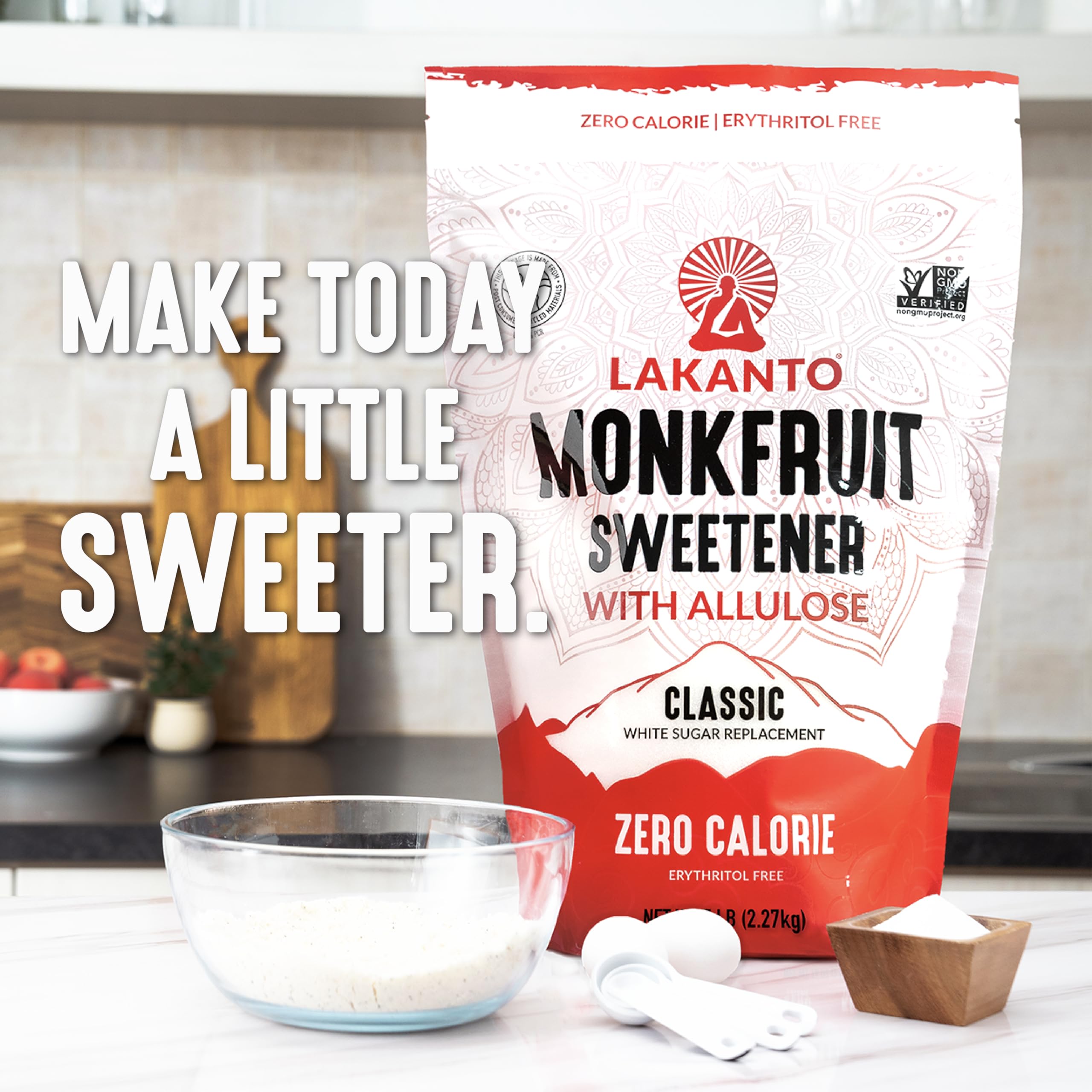 Lakanto Classic Monk Fruit Sweetener baking-dough ready for 1:1 sugar substitution