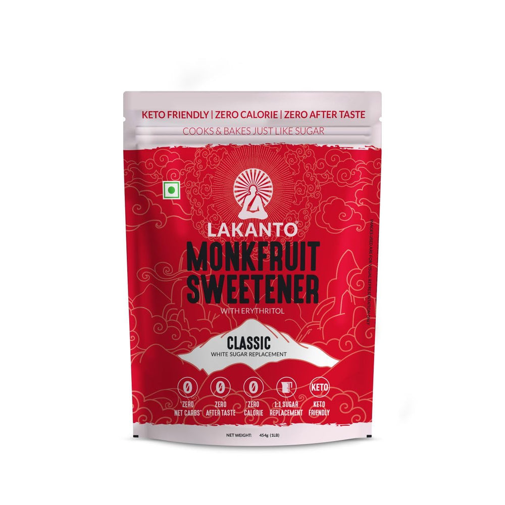 Lakanto Classic Monkfruit Sweetener bottle ideal for coffee and desserts without calories