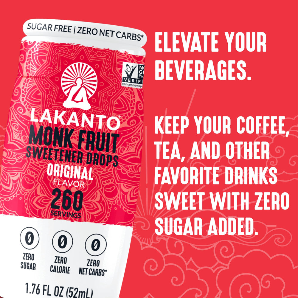 Lakanto drops sprinkled over oatmeal for subtle, plant-based sweetness