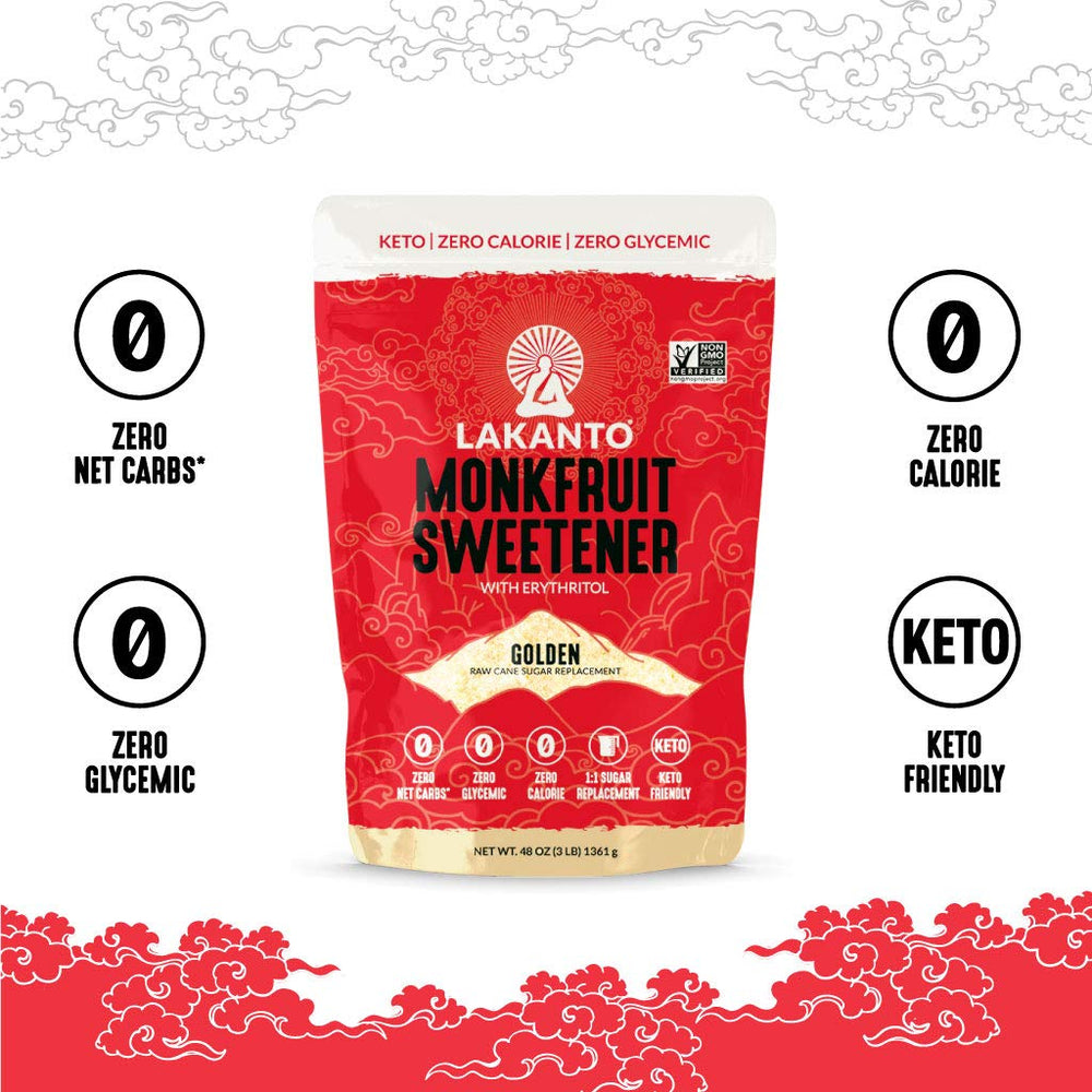 Lakanto Golden Monk Fruit Sweetener in baking, delivering sugar-like texture without calories.