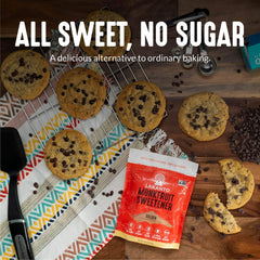 Lakanto Golden Monk Fruit Sweetener in a coffee cup for keto-friendly flavor.