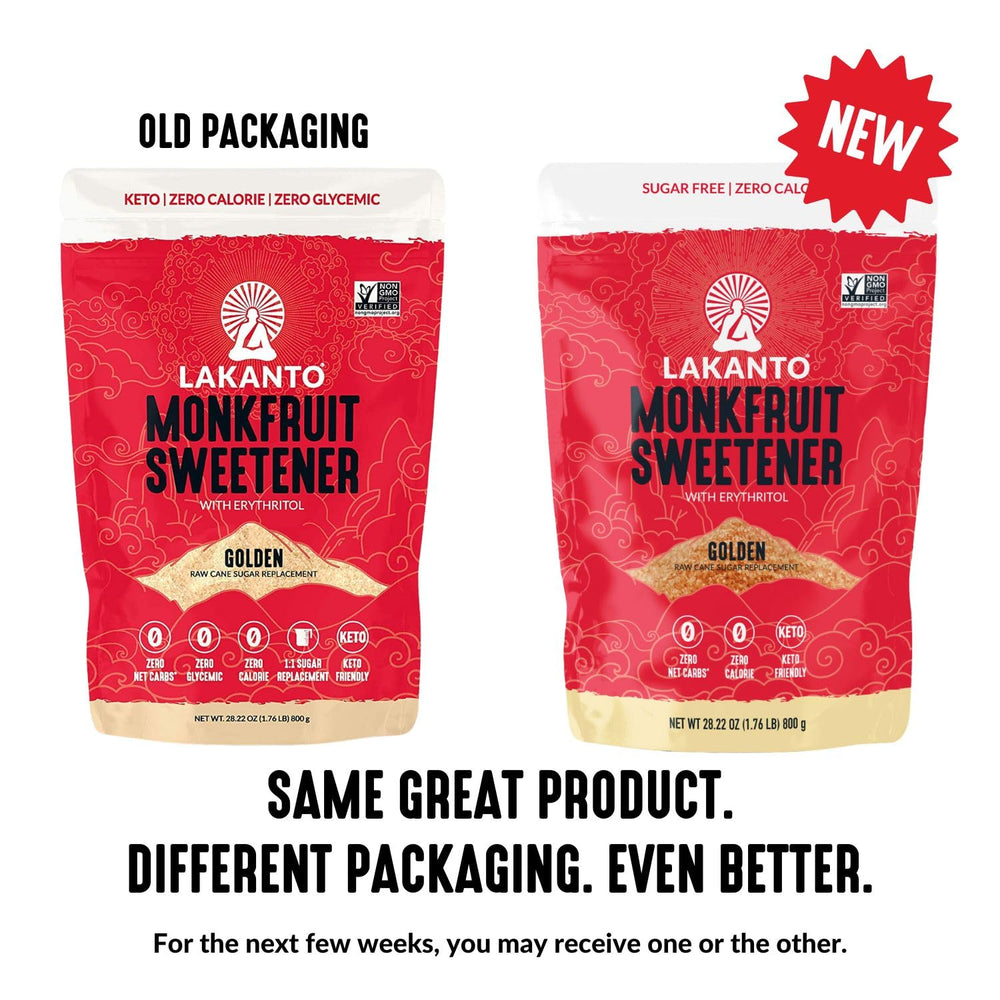 Lakanto Golden Monkfruit Sweetener with gluten-free label on packaging