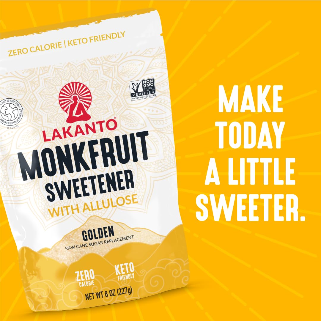 Measuring spoon with Lakanto Golden Monkfruit Sweetener for cup-for-cup use