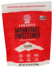 Lakanto Monkfruit Classic jar pour shows sugar-free sweetness for beverages.