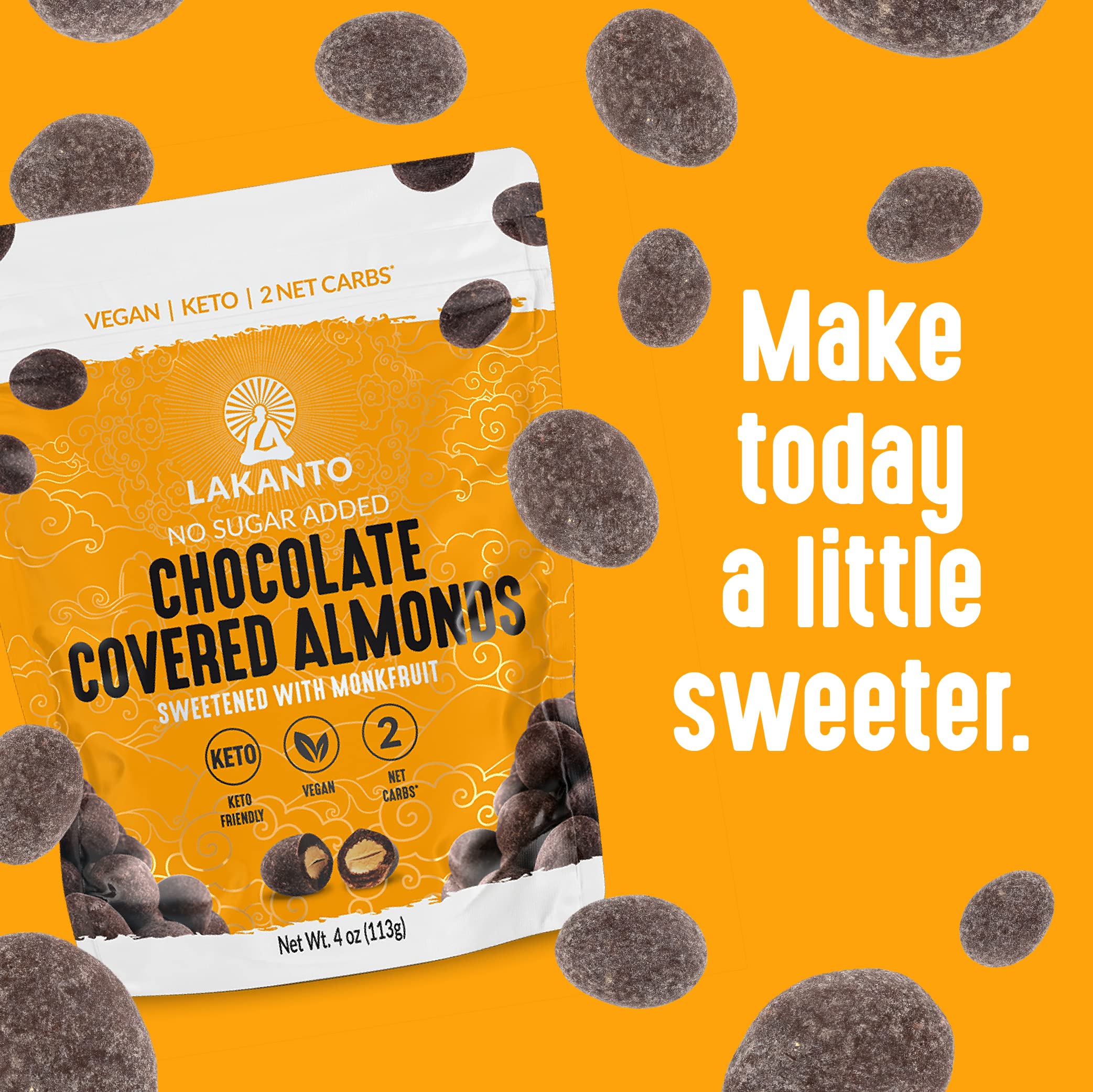 Lakanto two-pack almond snack designed for travel and lunchboxes.