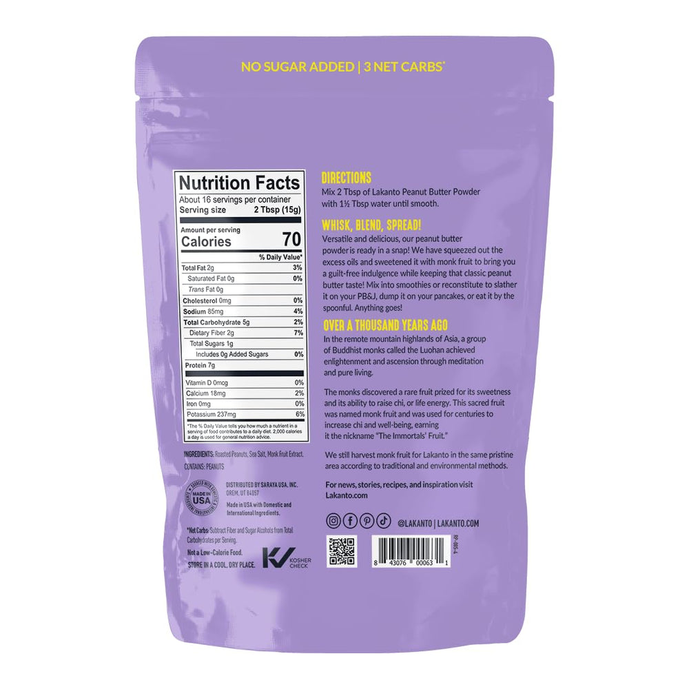 Lakanto Peanut Butter Powder whisked with water for a creamy low-carb mix