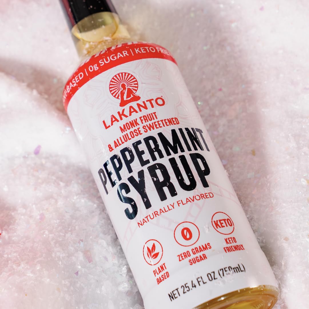 Lakanto Peppermint Syrup over ice cream delivers a cool, guilt-free finish.