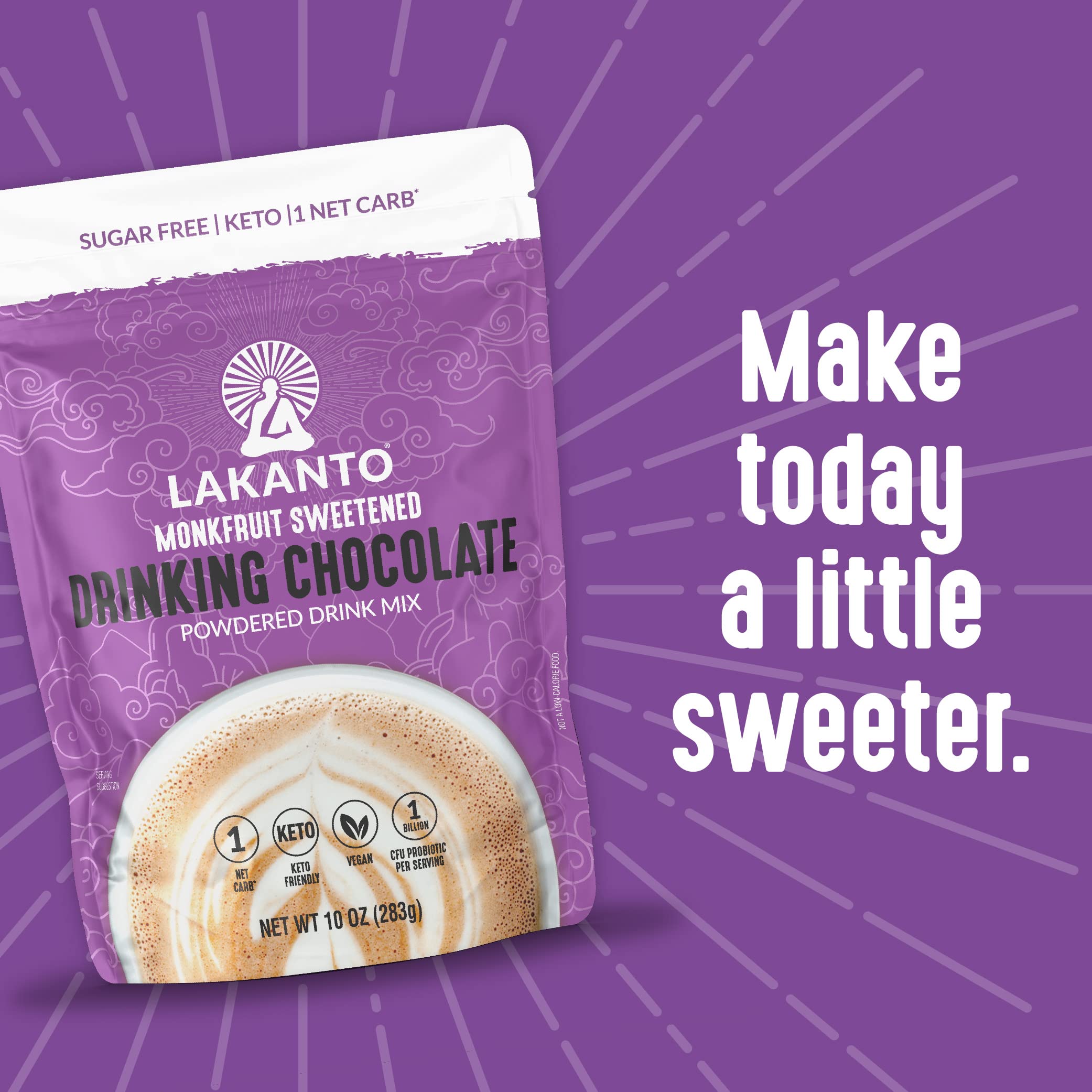 Milk being poured to create 26 servings of Lakanto cocoa