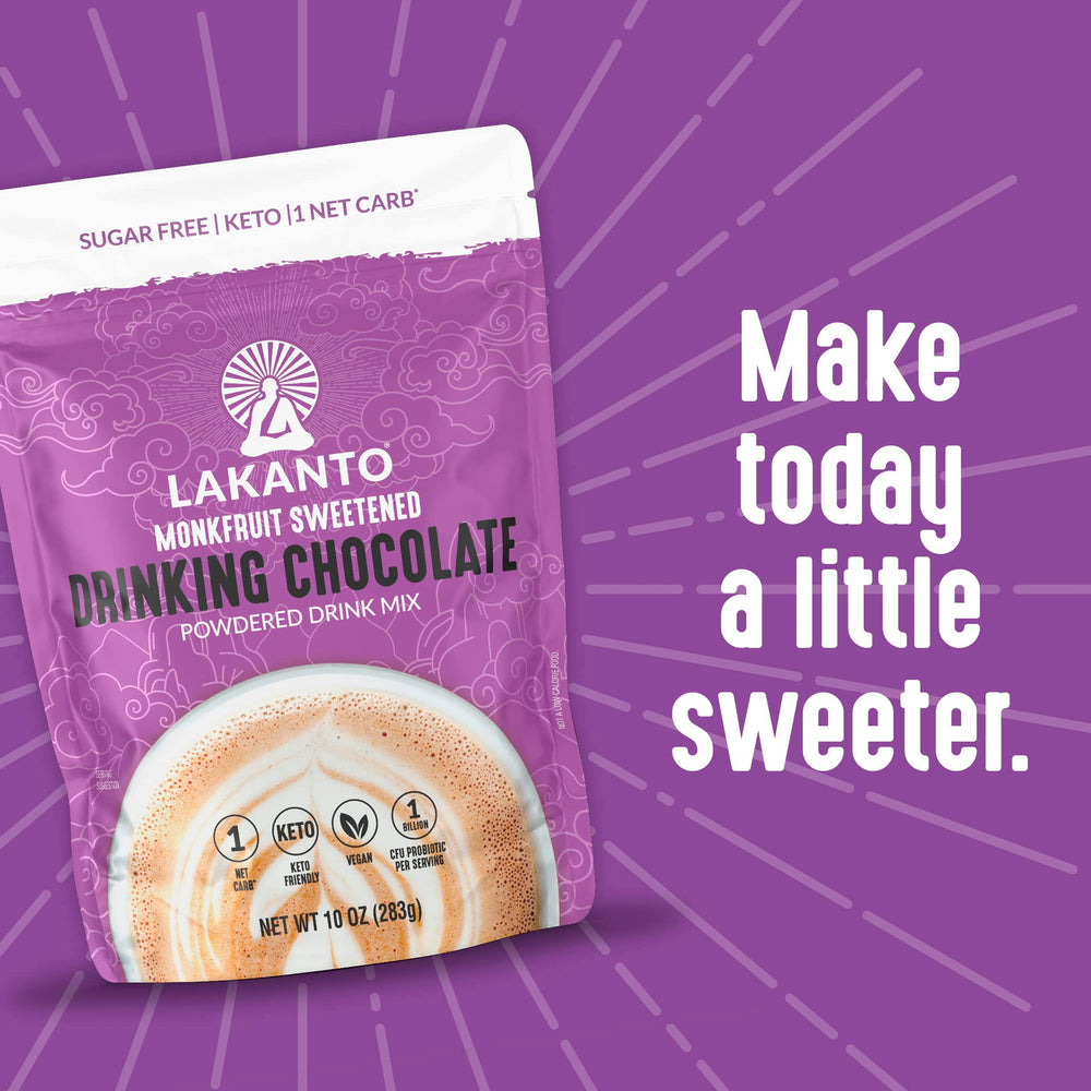 Milk being poured to create 26 servings of Lakanto cocoa