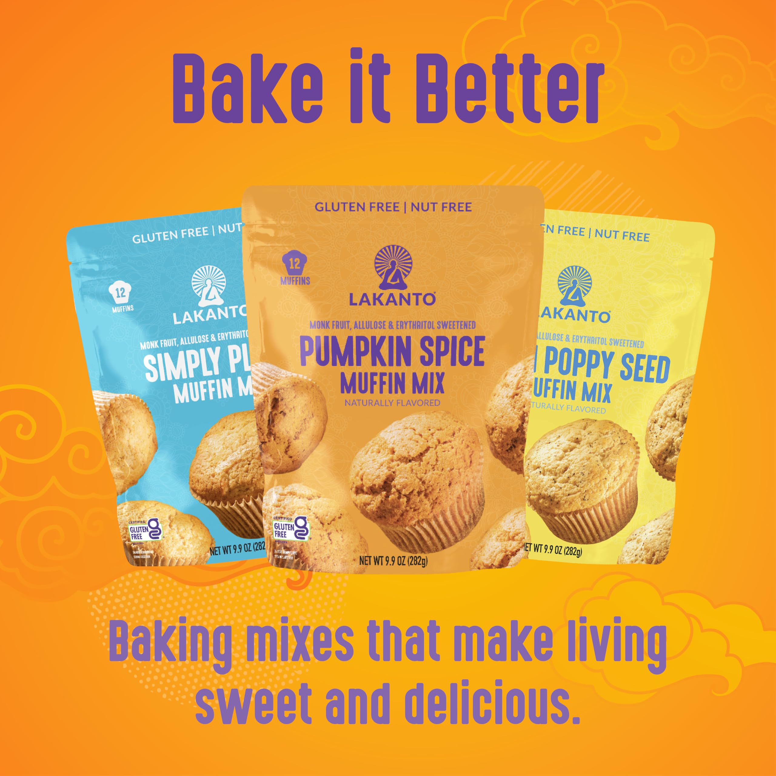 Lakanto Pumpkin Spice Muffin Mix - gluten-free and vegan-friendly with plant-based ingredients.