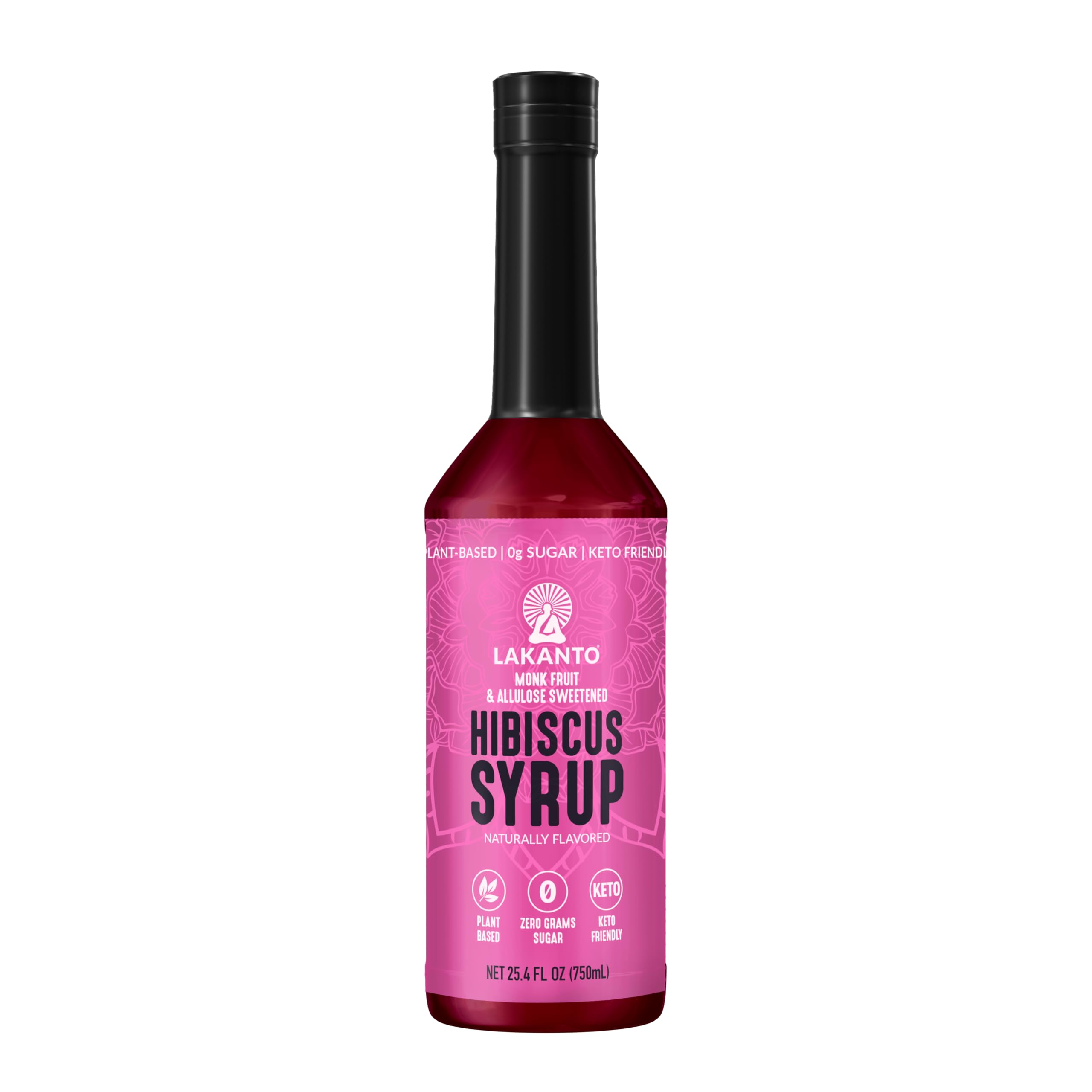 Lakanto Simple Syrup Hibiscus bottle showing zero-calorie flavor for everyday drinks
