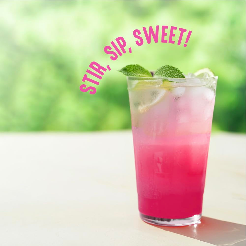 Lakanto Simple Syrup iced tea glass with hibiscus sweetness