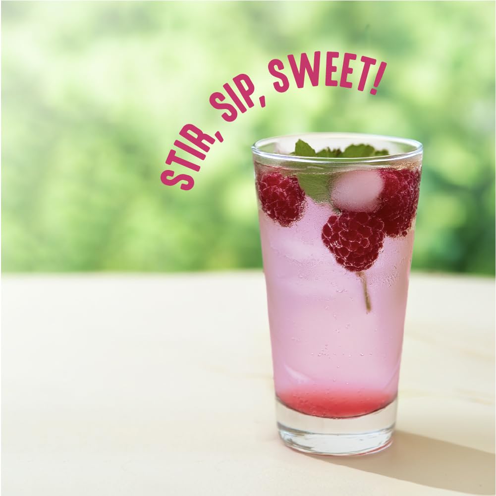 Lakanto Simple Syrup iced tea glass suggests light raspberry sweetness without sugar spikes