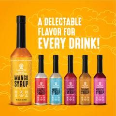 Close-up of Lakanto Mango syrup texture with vibrant mango color.