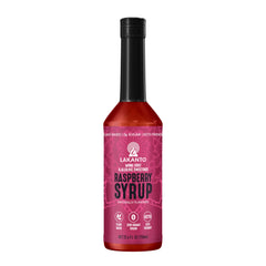Lakanto Simple Syrup raspberry bottle shows sugar-free sweetness for drinks