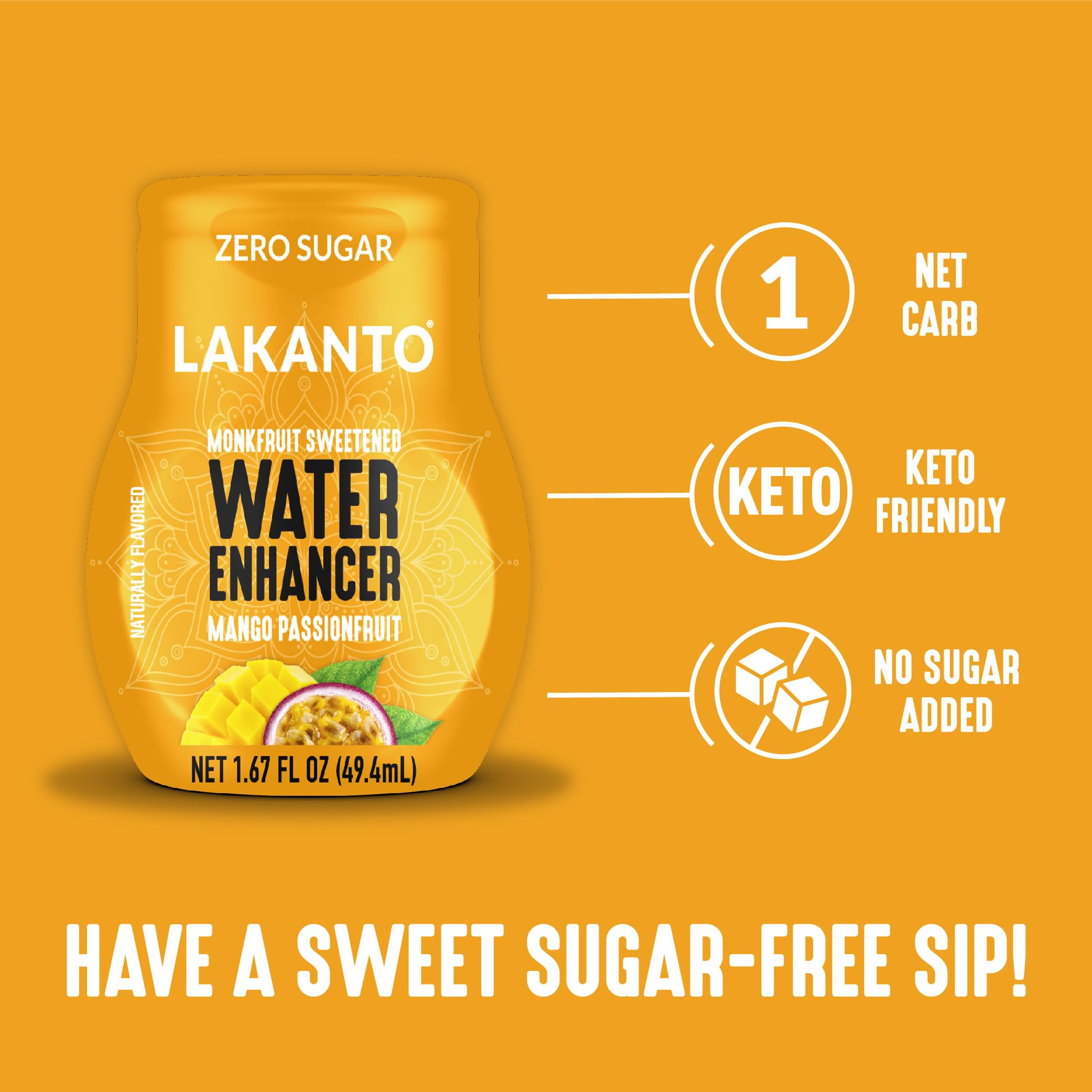 On-the-go Lakanto enhancer in a sports bottle for convenient flavor