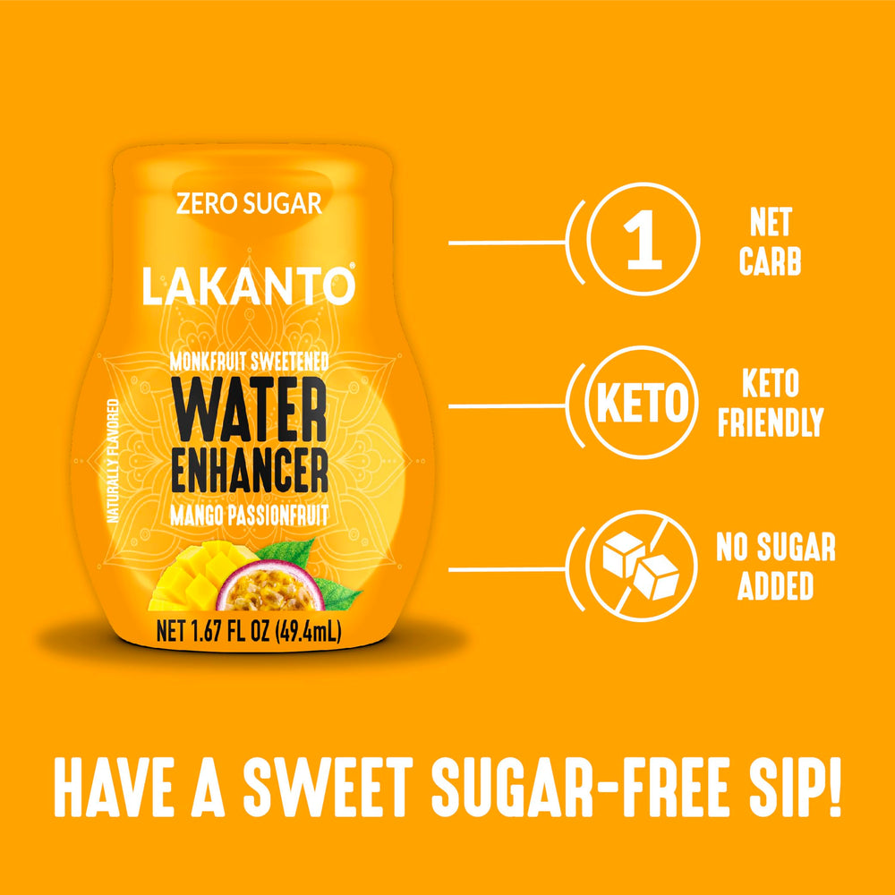 On-the-go Lakanto enhancer in a sports bottle for convenient flavor
