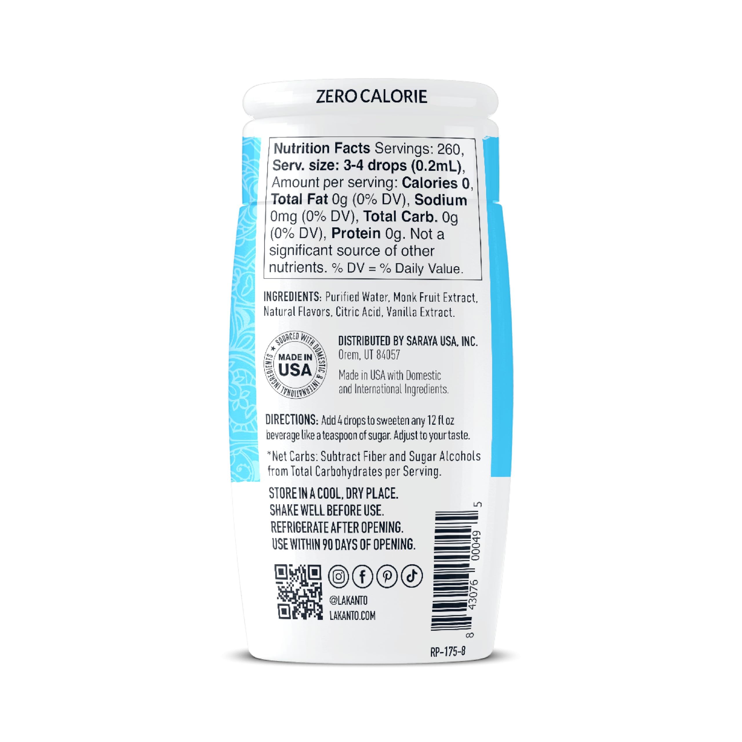 Lakanto Vanilla Monk Fruit Drops stirred into tea for clean-label vanilla flavor.