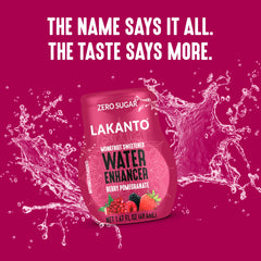 Close-up of Lakanto Berry Pomegranate flavor label on bottle