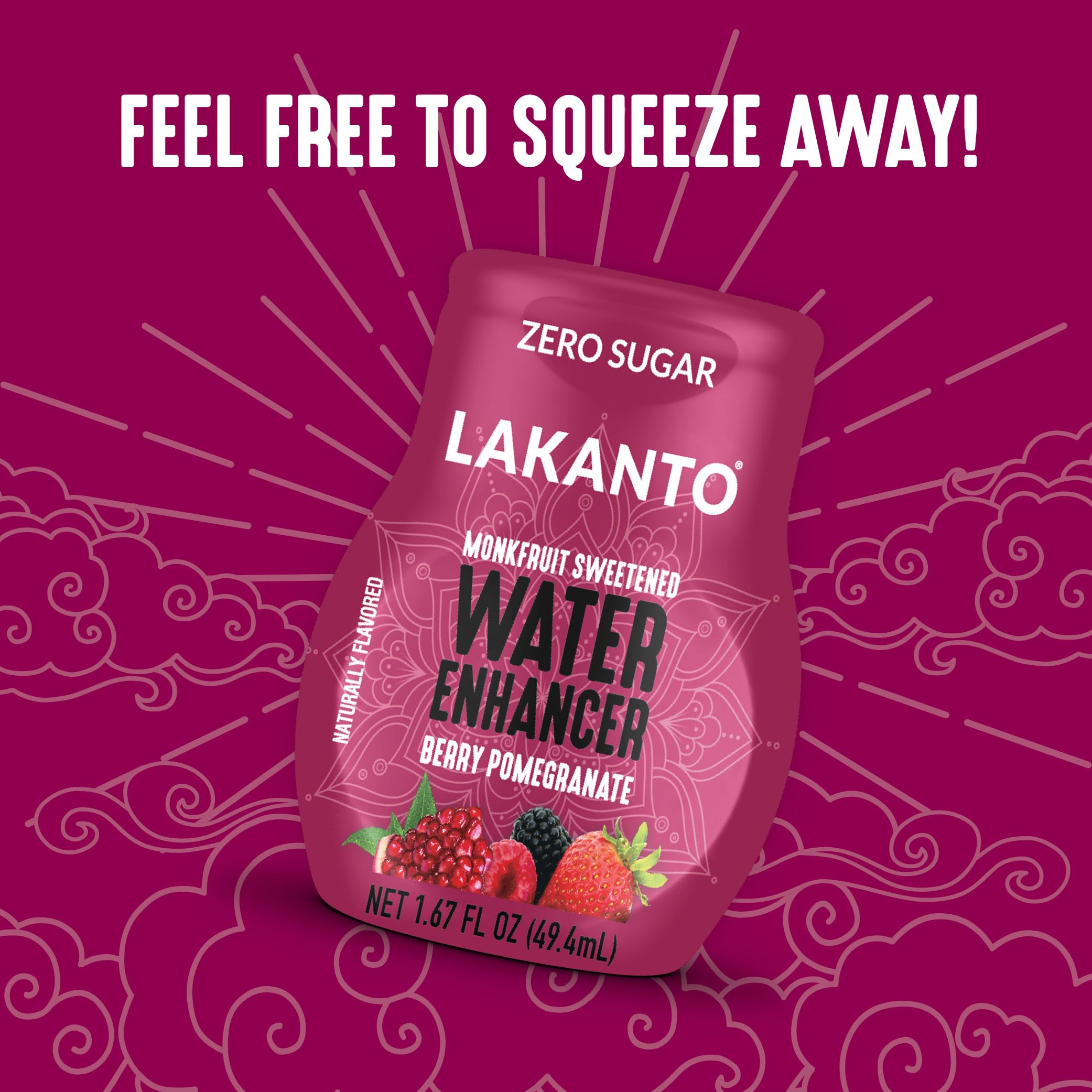 Glass of water with Lakanto Berry Pomegranate flavor added