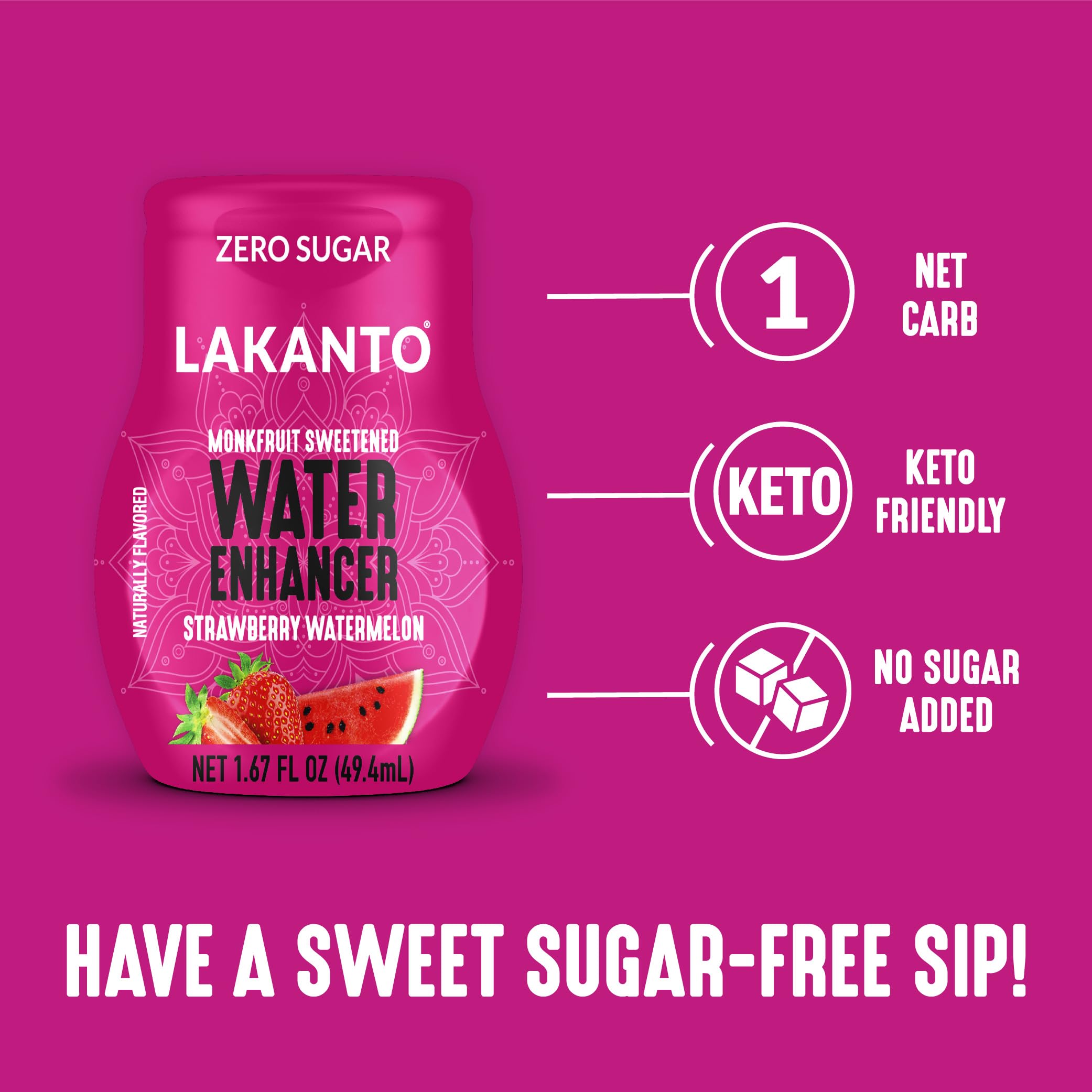 Lakanto Water Enhancer drops dispersing for sugar-free sweetness.