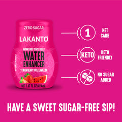 Lakanto Water Enhancer drops dispersing for sugar-free sweetness.